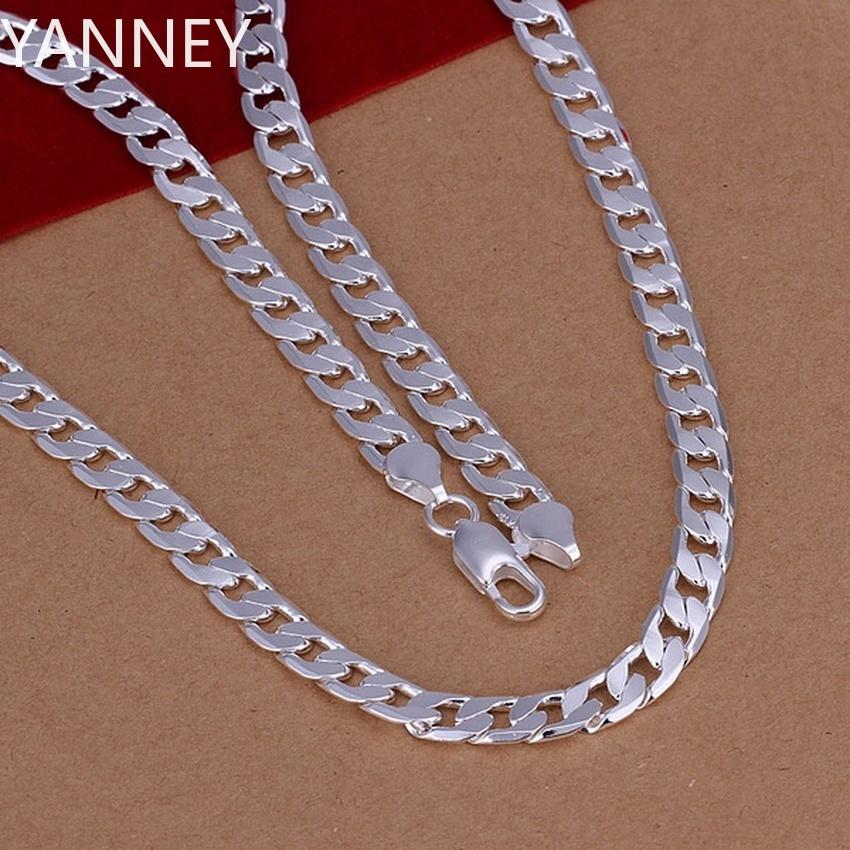 Collana in argento sterling 925, squisita, nobile, lussuosa, splendida, con ciondolo, moda, 6 mm, solida catena da sposa per uomo e donna