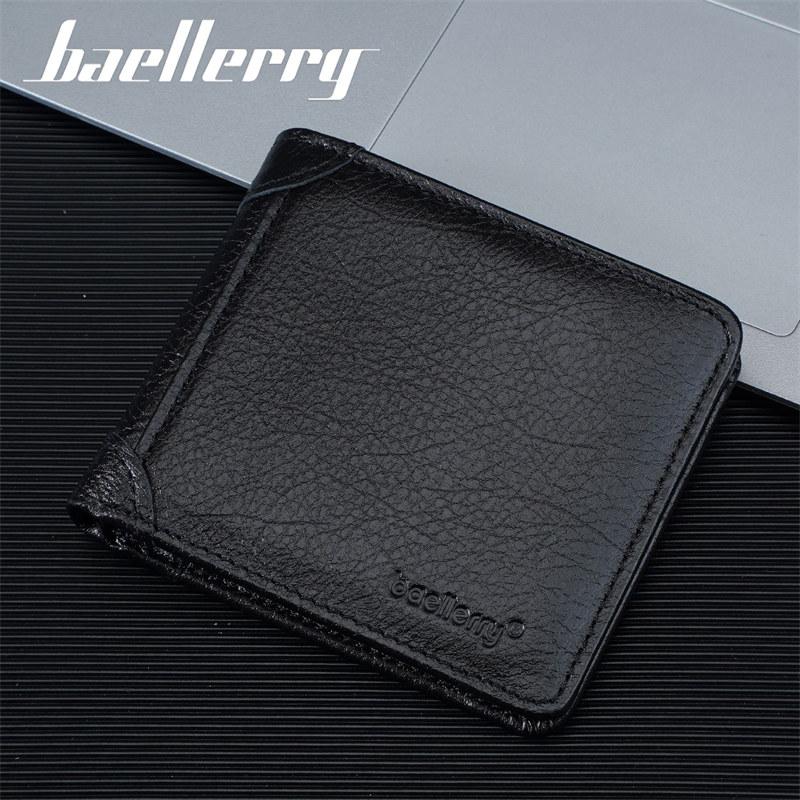 Baellerry Vintage Design Genuine Leather Short Wallets for Men Business ID Card Holder Cash Money Bags Purse