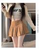 Women's High Waist Suede Pleated A-line Skort - Autumn/Winter Casual Slimming Leather-Look Anti-Exposure Design