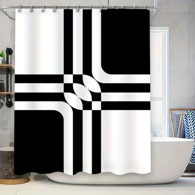 Cortina de Ducha Blanca Negra Impresa en 3D Impermeable Lavable Decorativa Revestimiento para Bañera Para Accesorios de Baño del Hogar Tamaño Grande (180