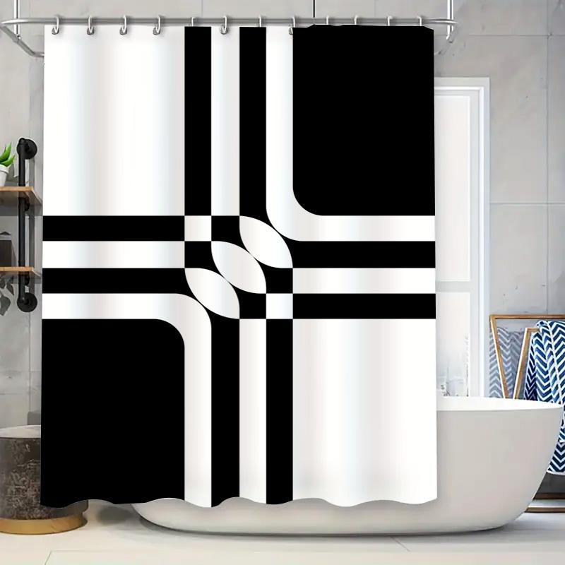 Black White Shower Curtain 3D Printed Waterproof Washable Decorative Bathtub Liner For Home Bathroom Accessories Large Size (180