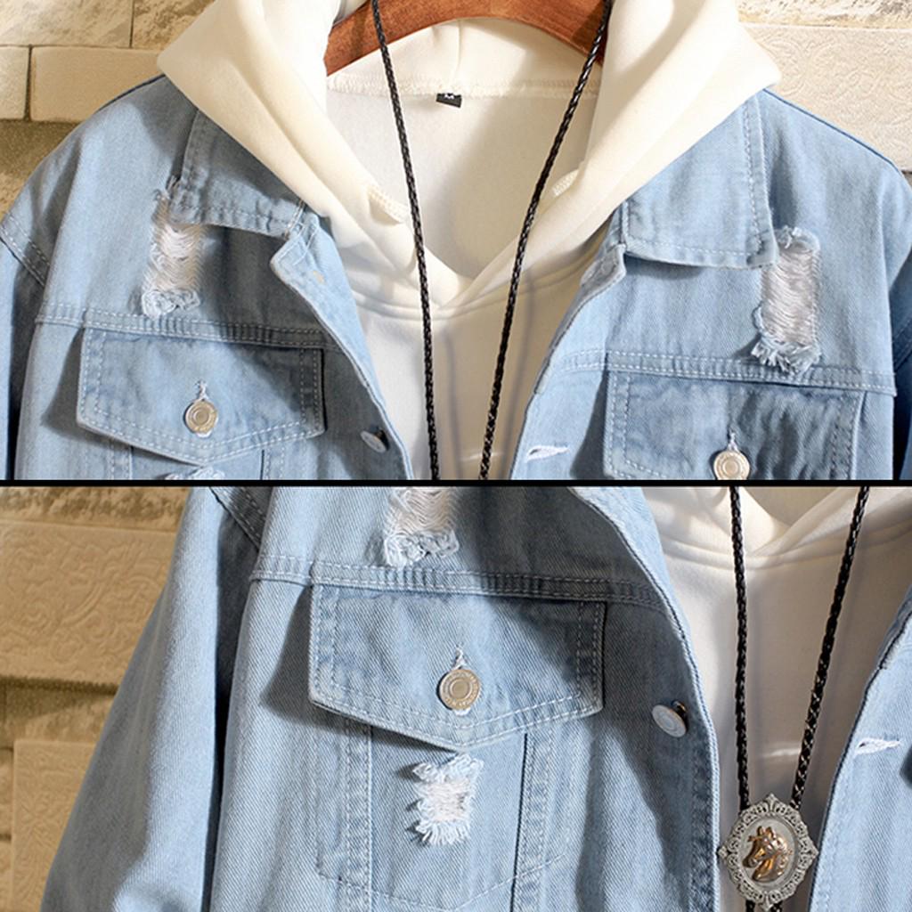Mens Autumn Winter Long Sleeve Vintage Distressed Demin Jacket Top Coat Outwear Mens Autumn Winter Long Sleeve Vintage Distressed Demin Jacket Top Coat Outwear