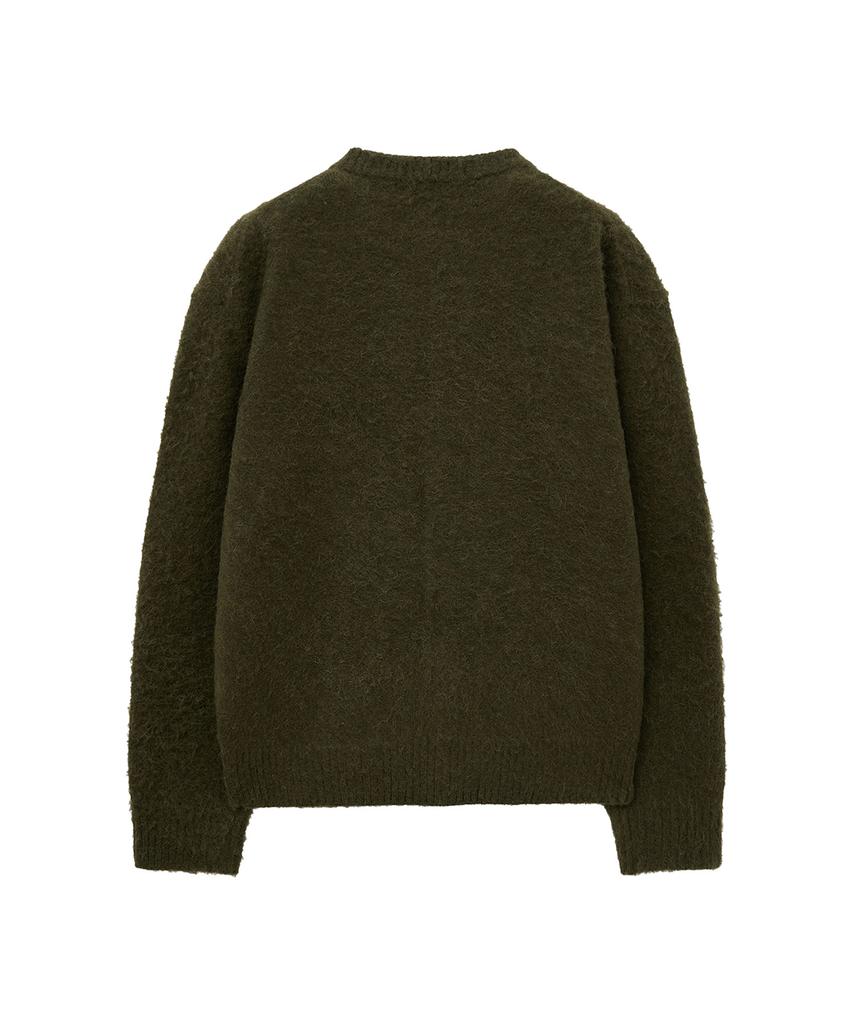 Big Union Alpaca Boucle Crop Cardigan (Olive)