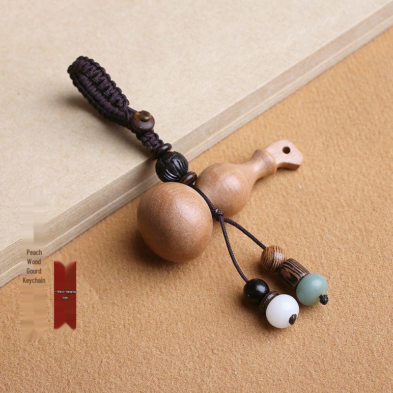 Handcrafted Sandalwood Gourd Keychain Pendant for Men, Women, and Couples