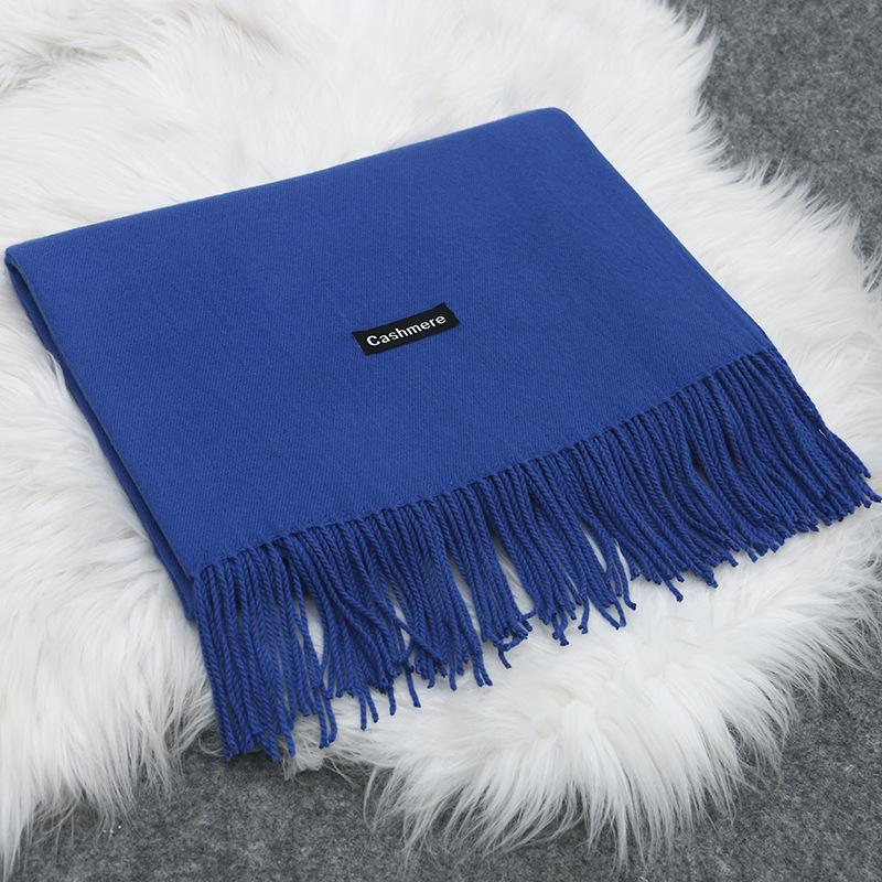 Autumn And Winter New Women'S Cashmere Scarf Solid Color Imitation Cashmere Pulling Scarf Thick Embroidery Cashmere Shawl