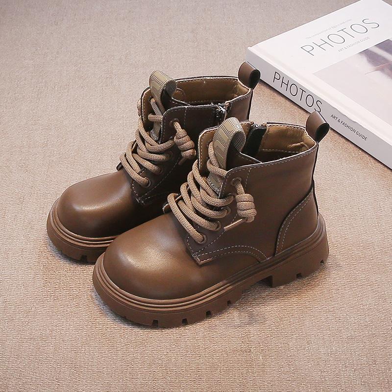 Children's Autumn Boots Thick Bottom Black Boots for Girl Causal School Versatile Kids Fashion Platform Ankle Boots Round-toe