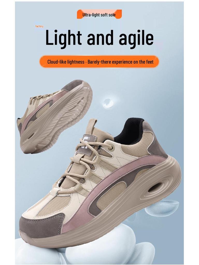 Zapatos de Seguridad Ligeros y Transpirables para Mujer - Cómodos Antiaplastastamiento, Antipinchazos, Zapatos de Trabajo Modernos para Largas Horas de Pie