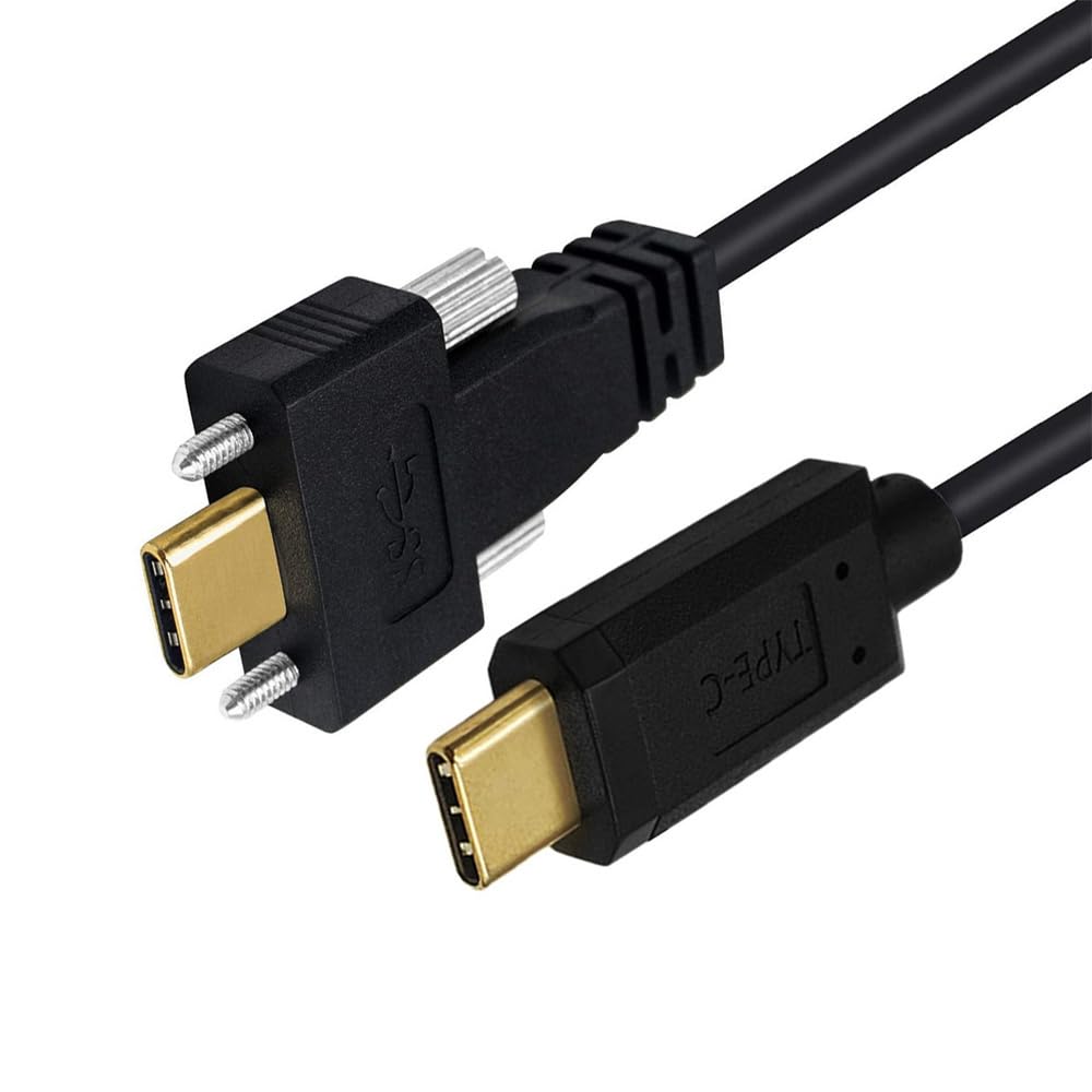 

Cablecc 10Gbps USB Male to Dual Locking Thumb Screw Data 4K Panel 1M 3.1 Type-C USB-C Cable, Mount, чёрный