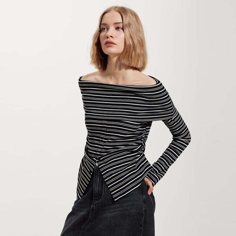 Shetu Off-Shoulder Striped Knit Top