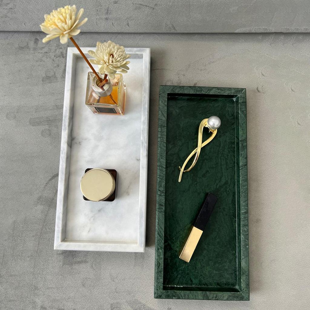 Marble Serving Tray, Marble Elegant Jewelry Tray, Decorative Countertop Organizer for Club Kitchen Office Decor