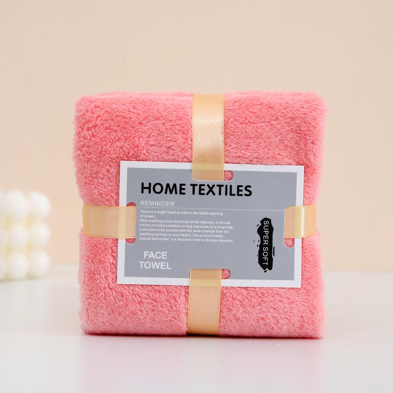 Creative Coral Fleece Warp Knitted Towel - Absorbent Wedding Celebration Souvenir Gift Lace Edge - 35*75cm розовый