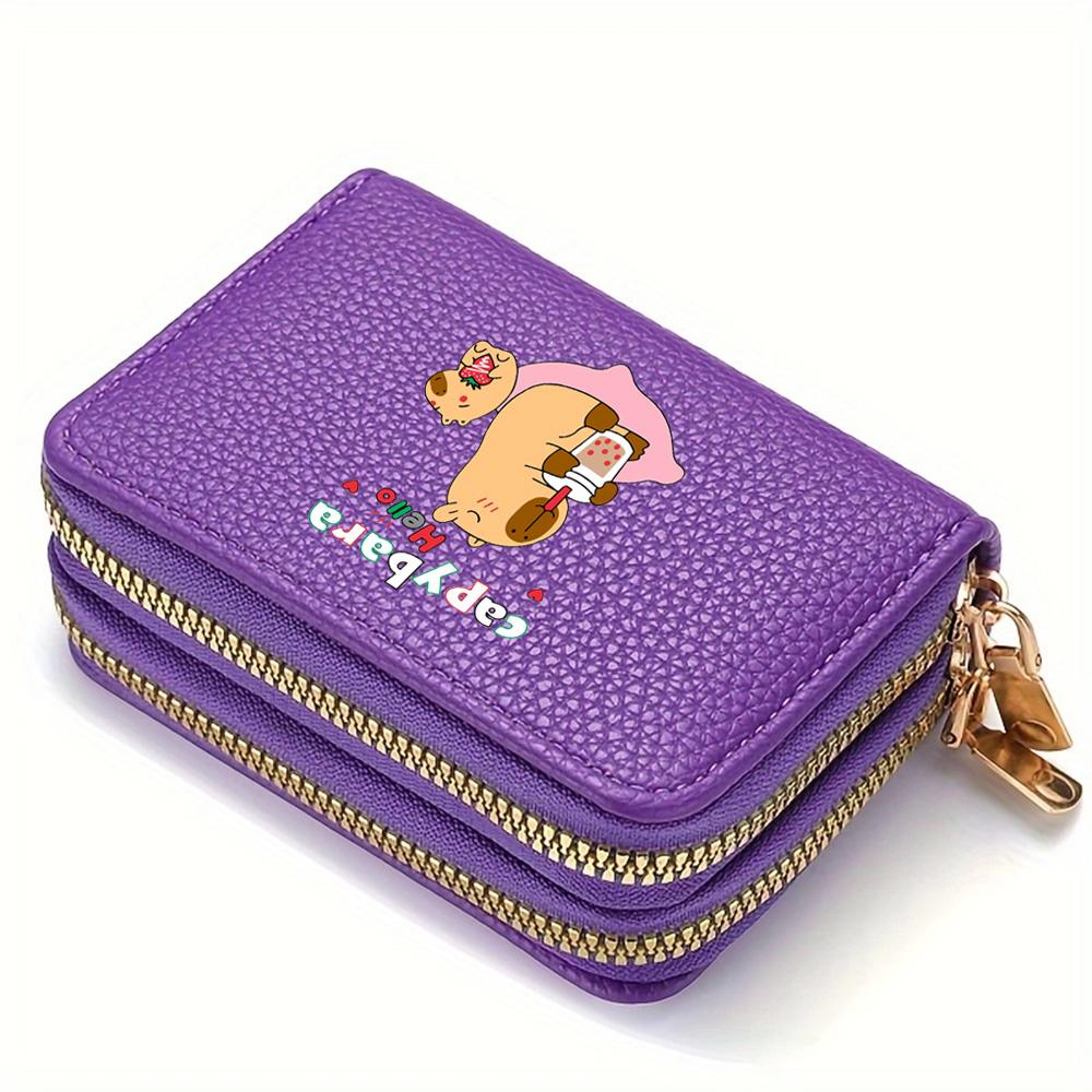 Capybara Ladies' Printed Cute Coin Wallet, PU Leather ID Card Bank Card Zipper Card Wallet, Suitable for Women's Daily Use