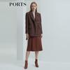 PORTS Women's Elegant Plaid Long Sleeve Short Coat