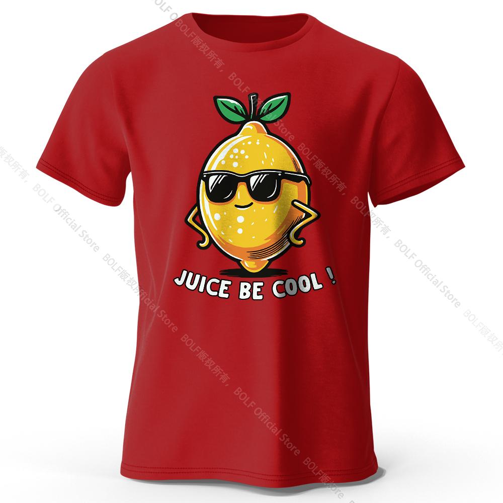 Men's Juice Be Cool Printed T-Shirt 100% Cotton Oversized Fruit Pun Graphic Tees for Women Summer Tops Chill Streetwear