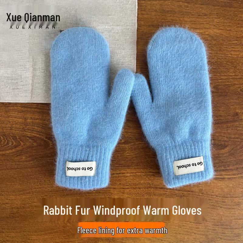 Xue Qiman Unisex Thickened Rabbit Fur Gloves