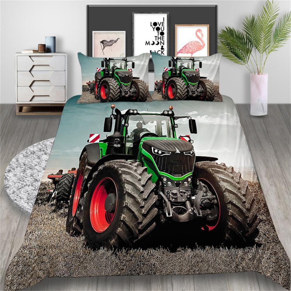 2023 New Style 3D Vehicle Printing Duvet Cover Set Farmland Home Textiles Soft Bedding Cover Suit Teen Children Luxury Bed Set