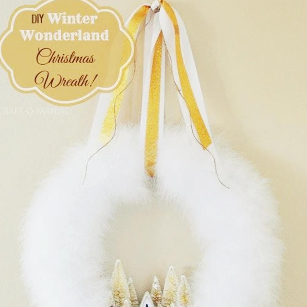 2Yards Natural White Fluffy Marabou Turkey Feathers Boa DIY Christmas Tree Plumas Wedding Dress Decoration Plumes Boa for Crafts
