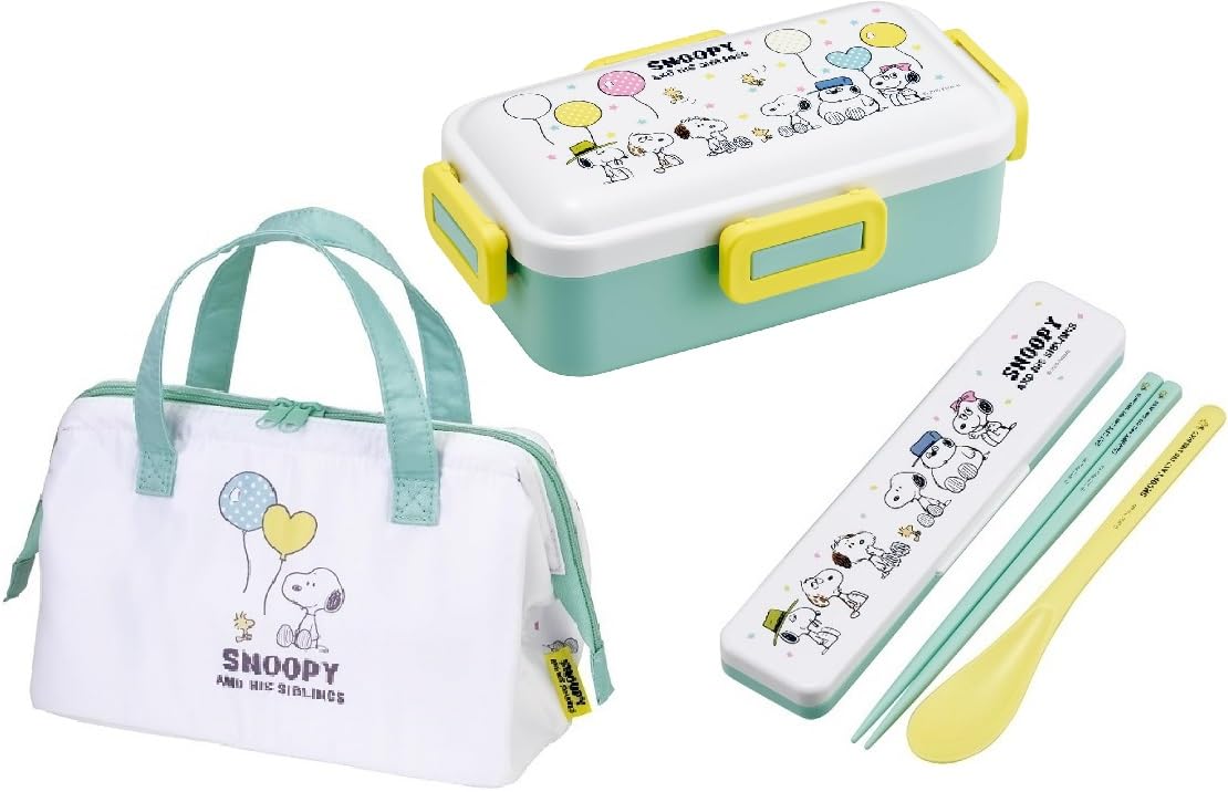 

Skater PEANUTS Balloon Lunch Dishwasher Single Combo Set Insulated Lunch Clasp Peanuts Tight Set Box, Antibacterial, Safe, Fluffy, Tier, 4-Point Lock, белый