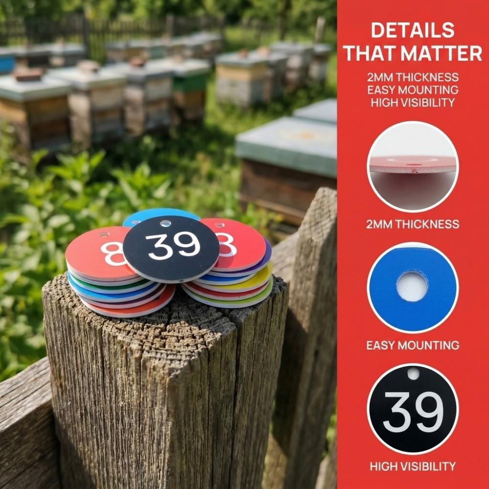50Pcs Colorful Number Labels Small Holes Identification Tag Reusable Tag Animal Identification