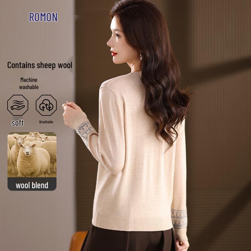 ROMON Women's Lamb Wool Blend Knit Sweater