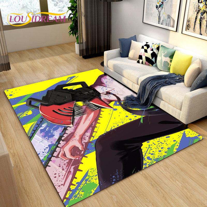 3D Anime Chainsaw Man Denji Cartoon Area Rug,Carpet Rug for Living Room Bedroom Sofa Doormat Decoration, Kids Non-slip Floor Mat