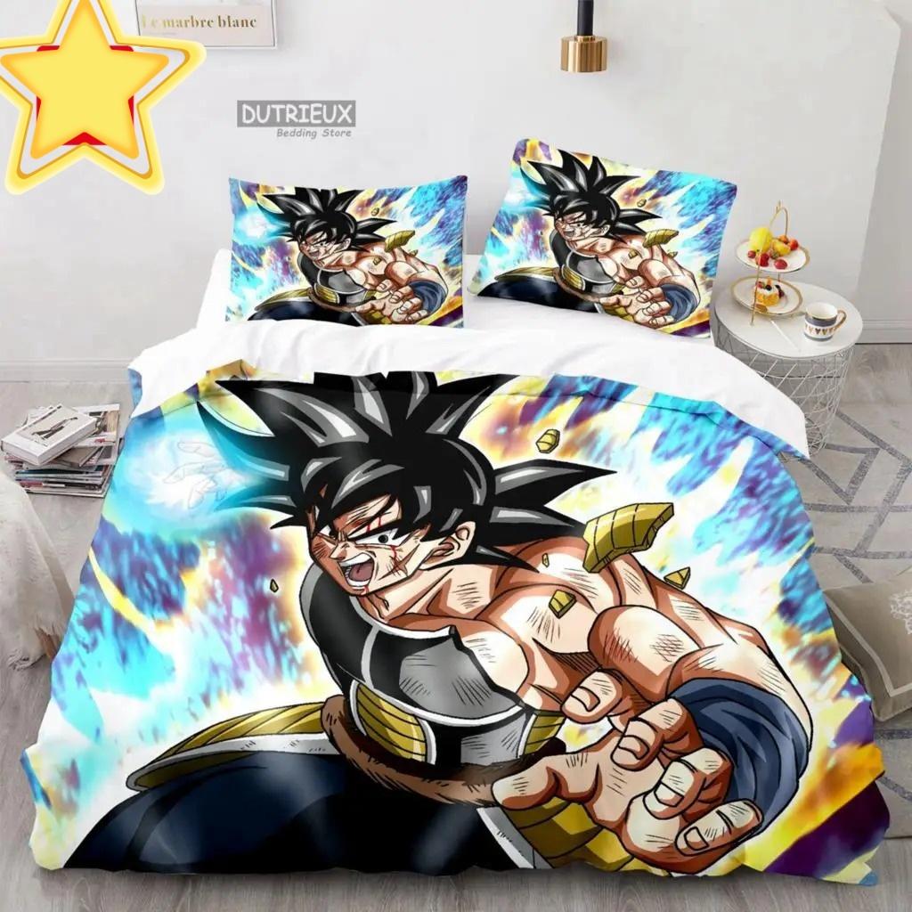 2026 Hot Sale Japanese Anime Dragon Ball Son Goku Bedding Set Quilt Cover Twin Full Bedroom Bed Decor for Teens Best Gifts