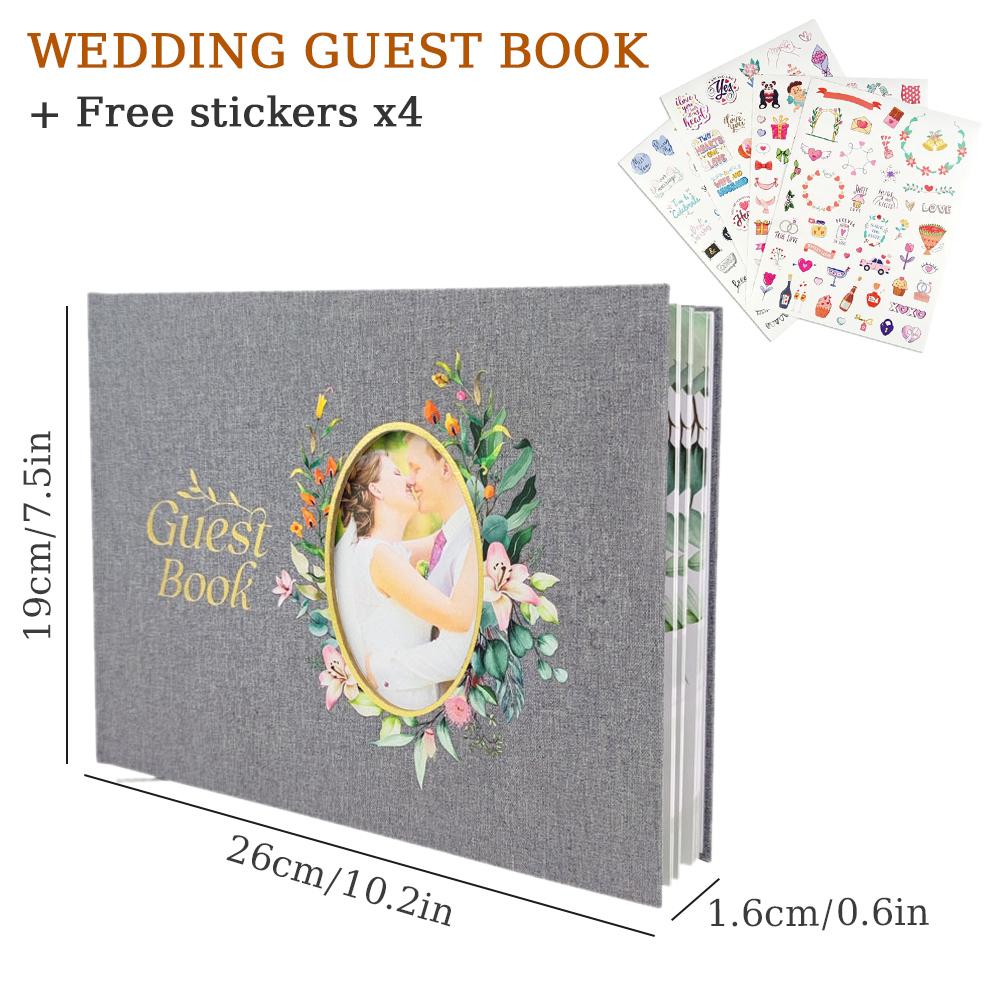 

Свадебная гостевая книга Цветы Свадебный прием Книга для подписей Фотоальбом Подпись Прием Книга сообщений Свадебный подарок Мариж 26x19x1.6cm