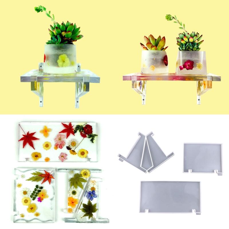 Rectangle Shelf Mold Silicone Display Stand Tray Epoxy Casting Mould Jewelry Holder Storage Rack DIY Craft Home Decor
