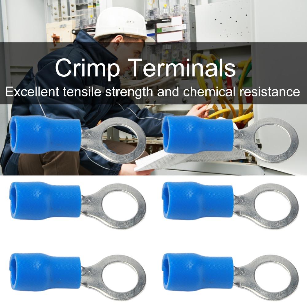 100PCS Blue Wire Crimp Connectors RV1.25-5 Insulated Terminals  Marine Applications