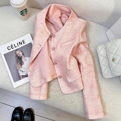 Französisch Rosa Petite Anzugjacke - Frühling/Herbst 2025 Modischer Altersloser Stil