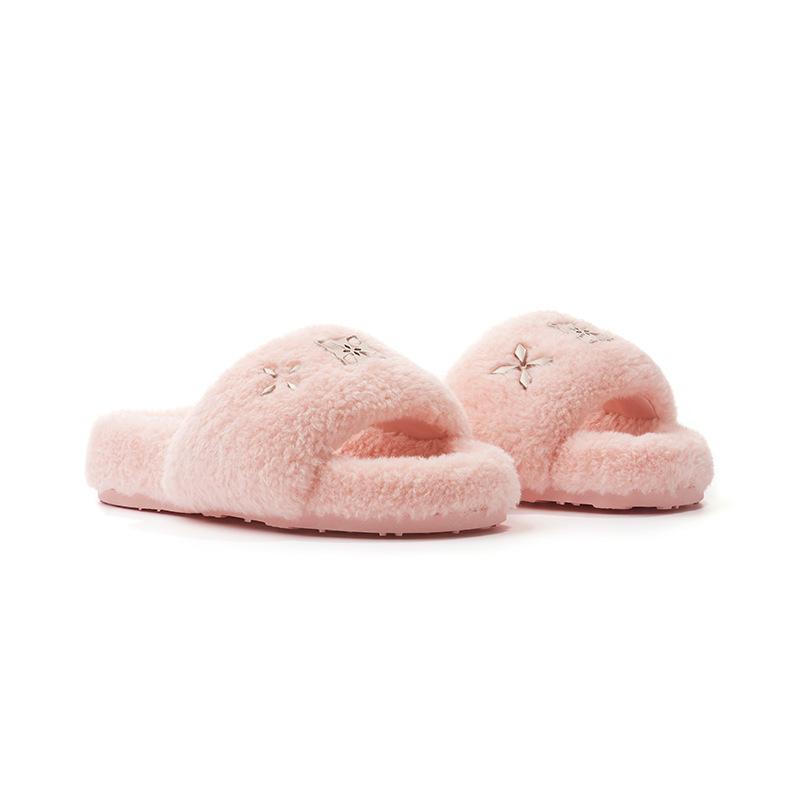 Fleece and thicker fashionable thick-soled fluffy slippers for women's outer wear 2025 autumn and winter new casual one-word drag casual women's shoes