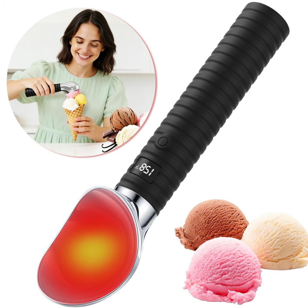 Electric Ice Cream Scoop Waterproof 2-Level Adjustable 131/158 Metal Heated Food Scoopers For Kitchen Dessert Buffet Birthday