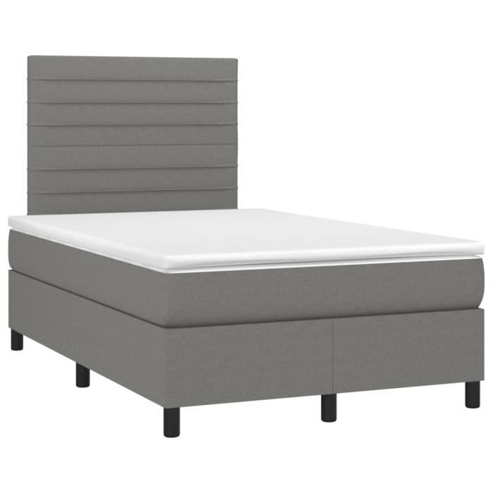3141842 vidaXL Lit à sommier tapissier avec matelas Gris foncé 120x200cm Tissu