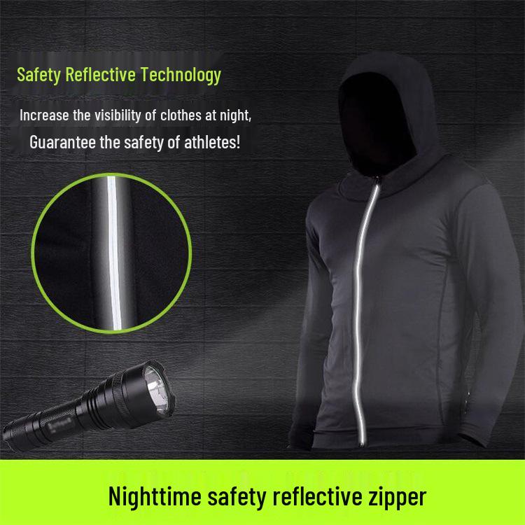 Podzimní/Zimní Rychleschnoucí Sportovní Mikina s Kapucí - Běžecká Fitness Bunda s Dlouhým Rukávem