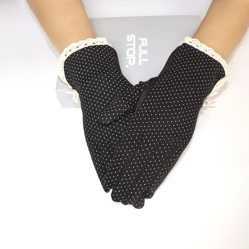 Gants de Cyclisme en Coton Anti-UV pour Femmes - Protection Solaire, Antidérapants, Style Fin, Longueur Courte, Design Imprimé pour le Printemps et l'Été