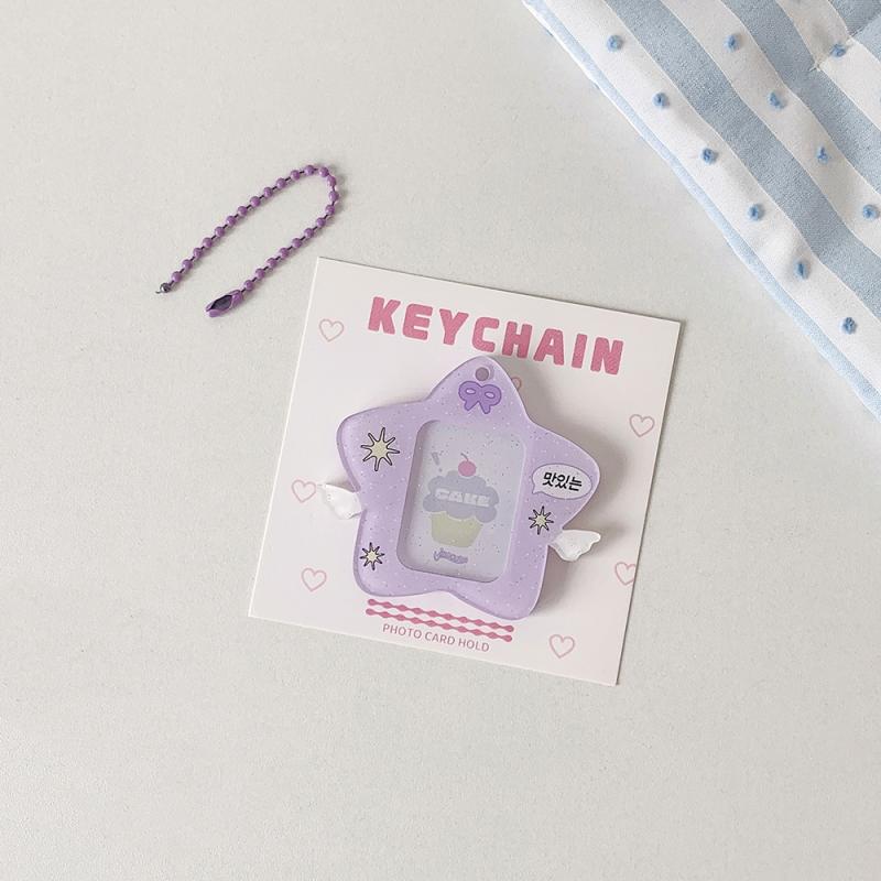 

Ins Style Korean Style Pentagram Wings Hard Card Folder Brick Acrylic 1 Inch Id Photo Storage Display Pendant Keychain Ornaments
