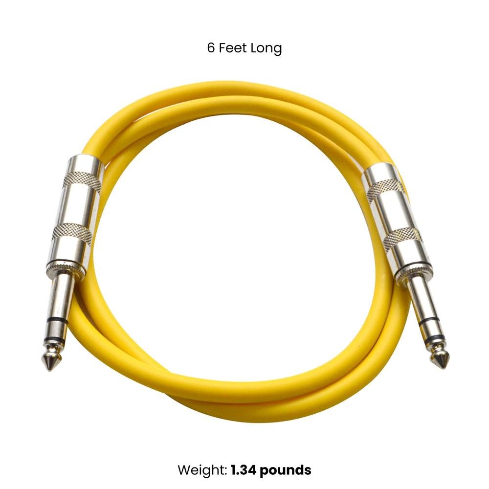 Seismic Audio SATRX-6BGORYP 6-Pack Multi-Color 6-Foot 1/4 Inch TRS To 1/4 Inch TRS Patch Cables
