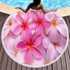 Botanical Floral Round Beach Towel, Garden Flowers Daisy Beach Blanket, Rustic Farmhouse Style Pool Towel, Portable Picnic Mat