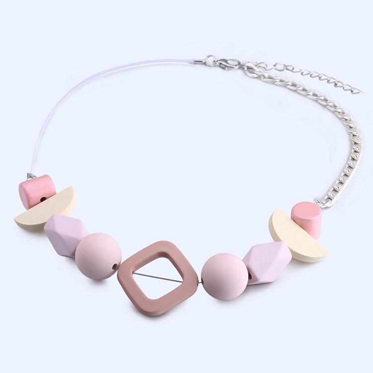 JMXD-Geometrische Anhänger Halskette Frauen, Übertrieben Schmuck, Holz Perlen, Zubehör