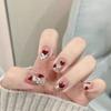 Women Short Press‑On Nails Pure‑Handmade Red Love Sweet Cute False Nail Patches