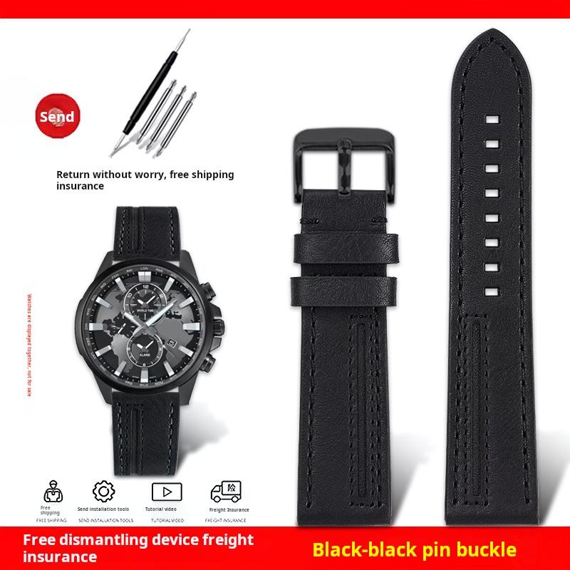 For Casio EDIFICE ECB-900YDB ECB-1000 EFR303/304/S510 EQB-50 Series Watch Band Genuine Leather Cowhide Watch Strap 22MM Bracelet