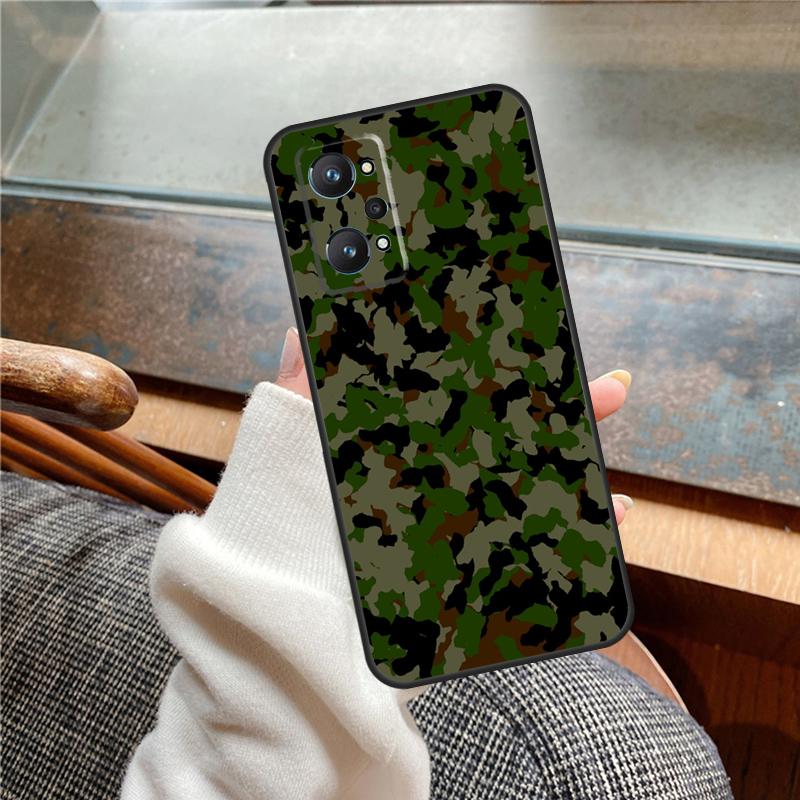 Green Camouflage Case For Realme 11 12 13 14 Pro Plus C53 C55 C51 C25 C63 C61 C65 C67 C71 C75 GT6 GT7 15 Pro