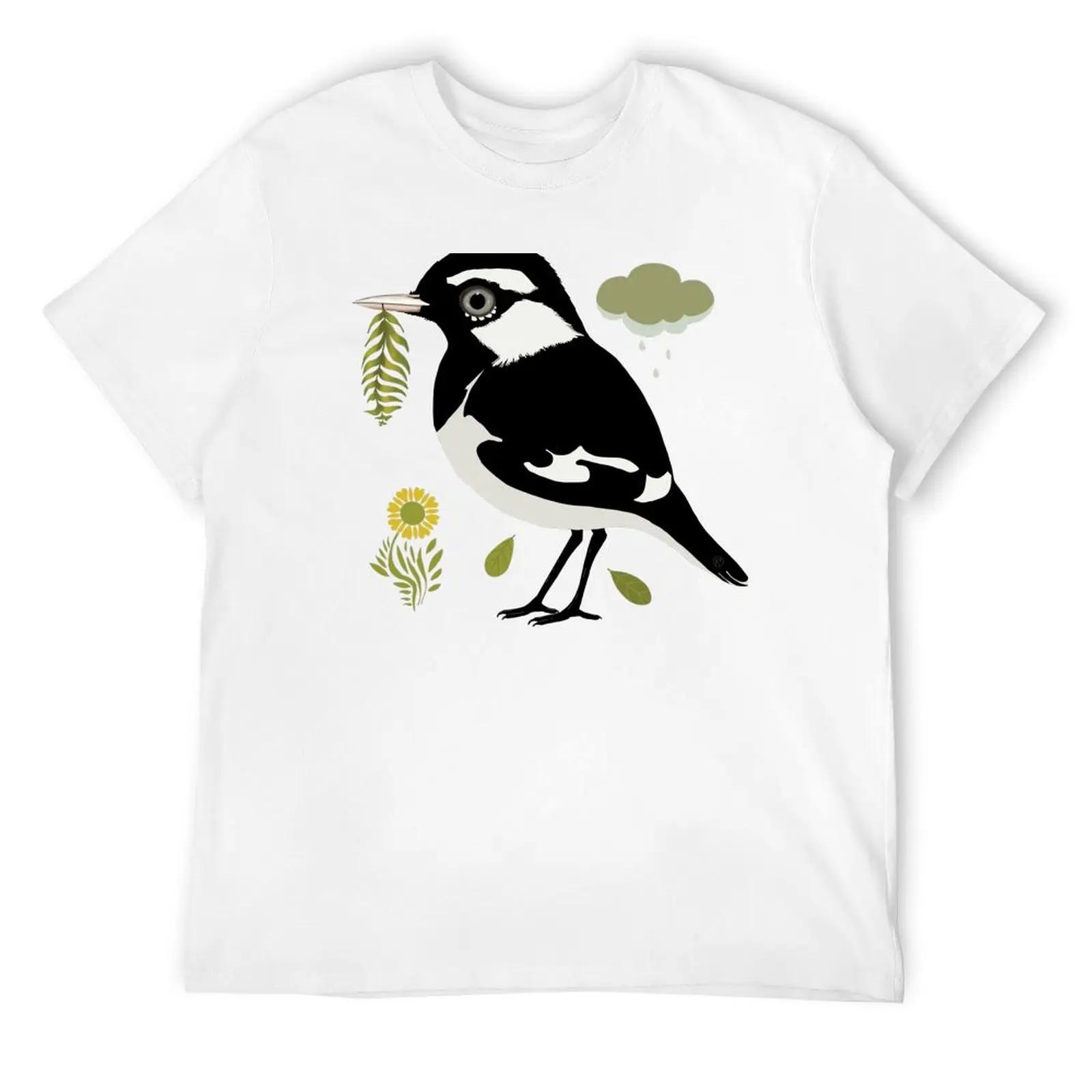 Футболка Magpie Lark Футболки Графические футболки Винтажные аниме-футболки Большие размеры Синий Архив Мужская футболка Графический S белый 1428₽