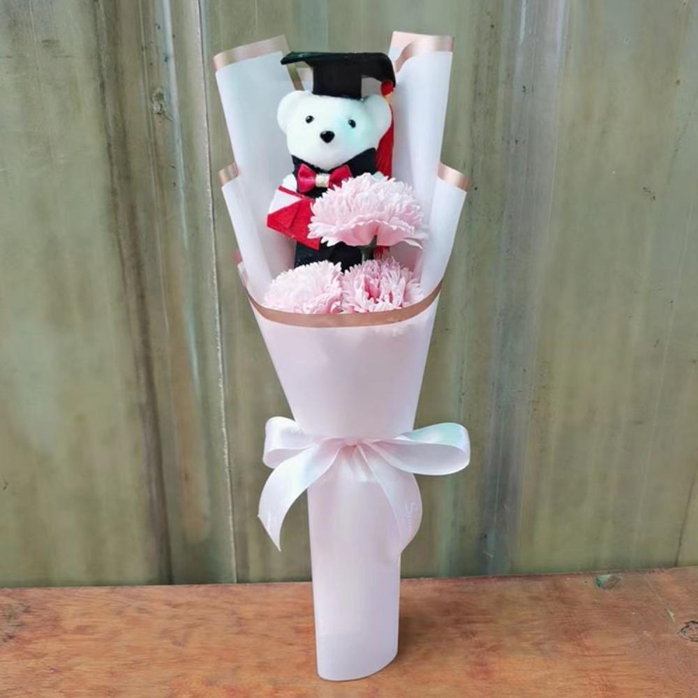 Sunflower Bear Bouquet Bouquet Decoration Rose Sunflower Soap Flower Plush Toy Birthday Party Cartoon Lovely Bear