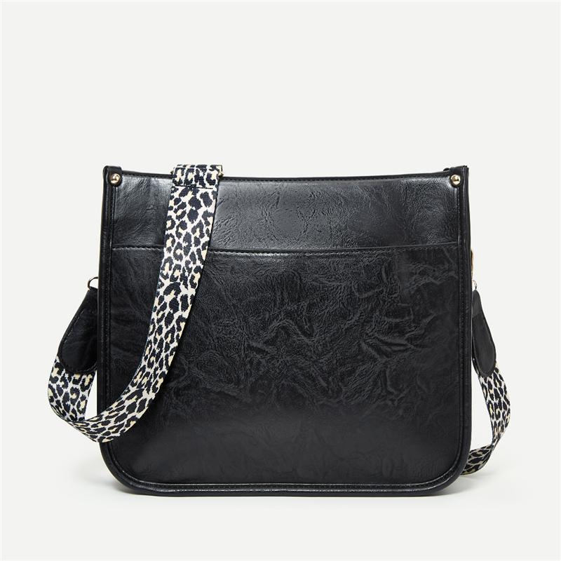 Damskie skórzane torby typu crossbody z PU, damskie małe, urocze torby na ramię, kobiece modne, w kolorze krowy, w kolorze lamparta, pasek dla dziewczynki