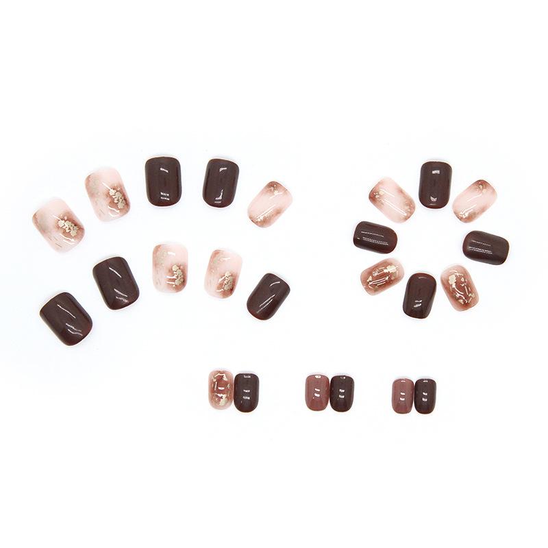 Mocha brown smudge nail art autumn and winter new wear nail chocolate brown ice brown nail product can be