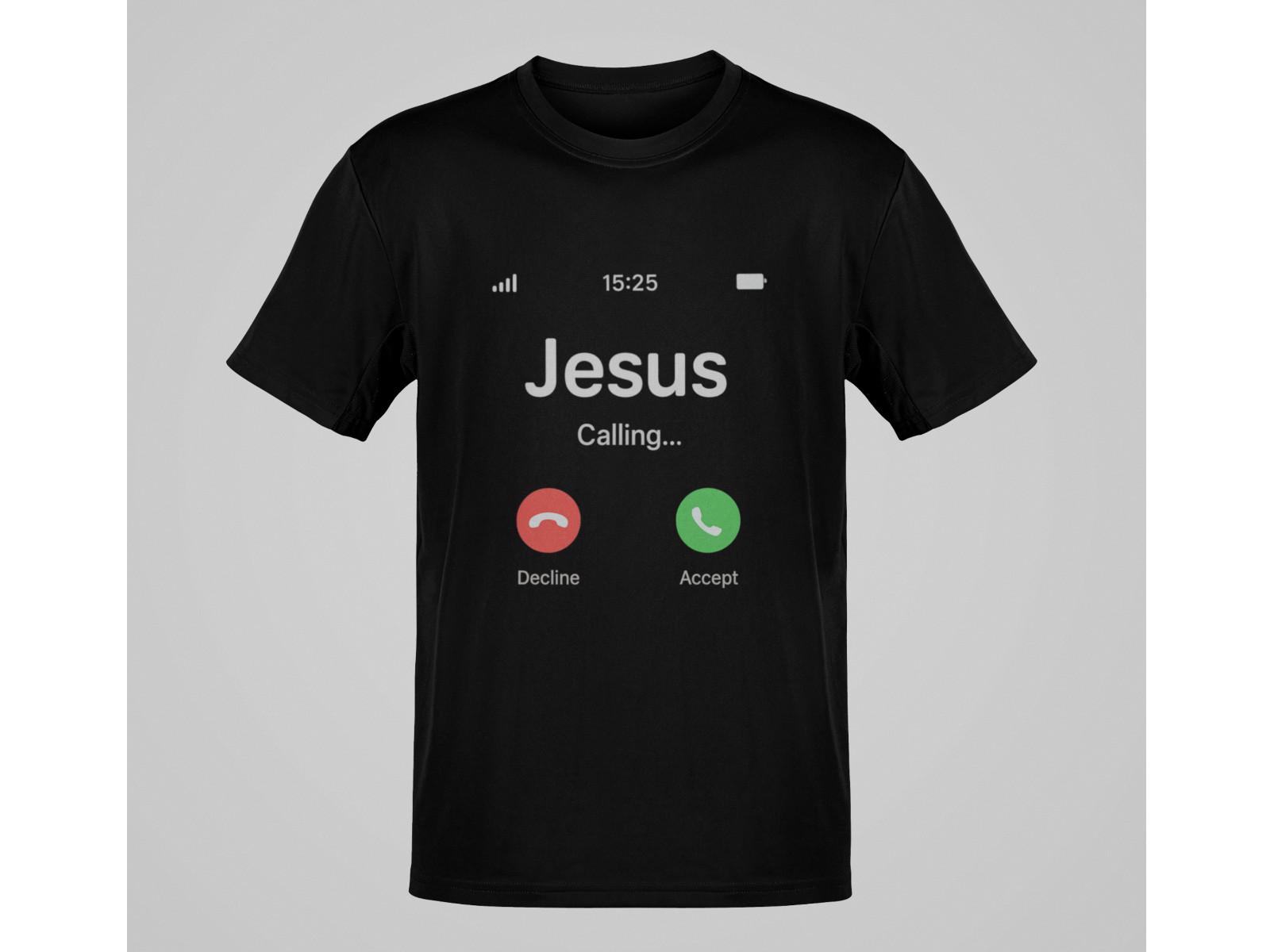 Jesus Calling Shirt Christian Phone Screen Decline Accept Faith Graphic Tee S