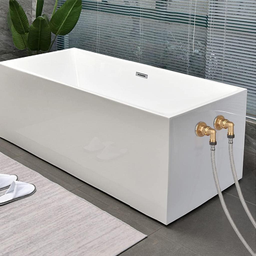 Old Clawfoot Bath Tub Mount Faucet Brass Installation Kit Elbows Adapter Connector Mount Set To Water Line, 3/4 IPS Female To 1/2 IPS Male, 2 Pack