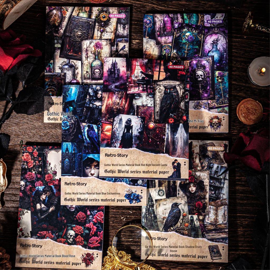 Gothic World Series Retro Tagebuch DIY Materialbuch - 6 Designs, 40 Blatt pro Packung