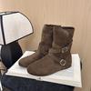 Versatile buckle belt heightening in the pile, autumn and winter brown short boots, women's retro matte new fashion boots